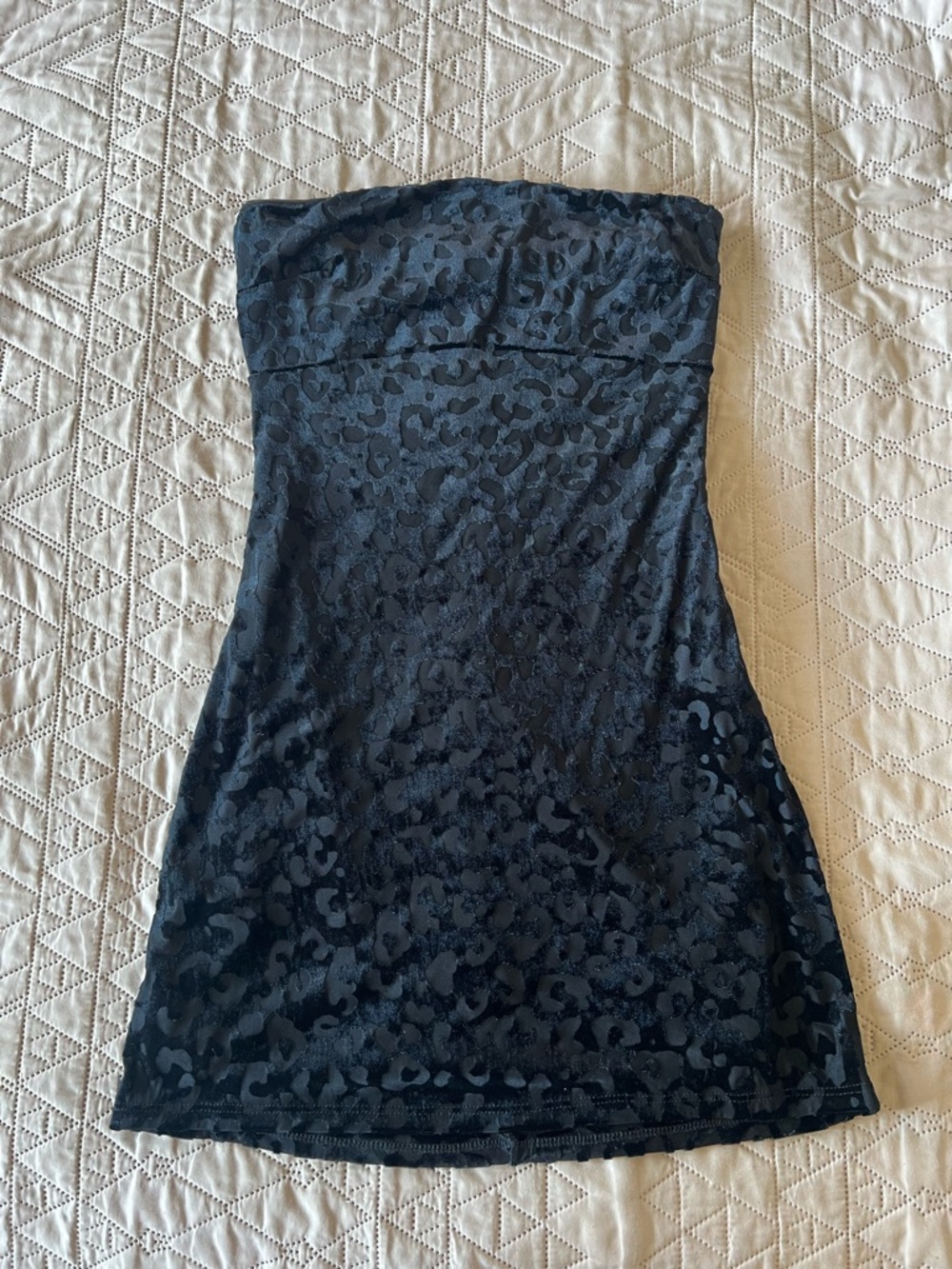 Strapless Black Leopard Bodycon Dress